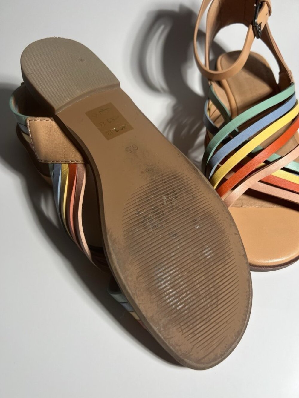 Madewell Strappy Leather Sandals Multicolor Women’s Size 6.5 - Picture 12 of 14